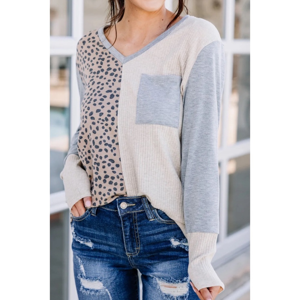 Vanilla Bay Can't Fight It Heather Gray Colorblock Top